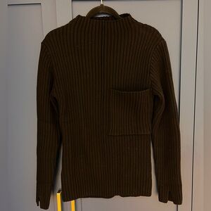 Paper Label Liz Long Sleeve Ribbed Sweater. Pocket detail, size Medium.